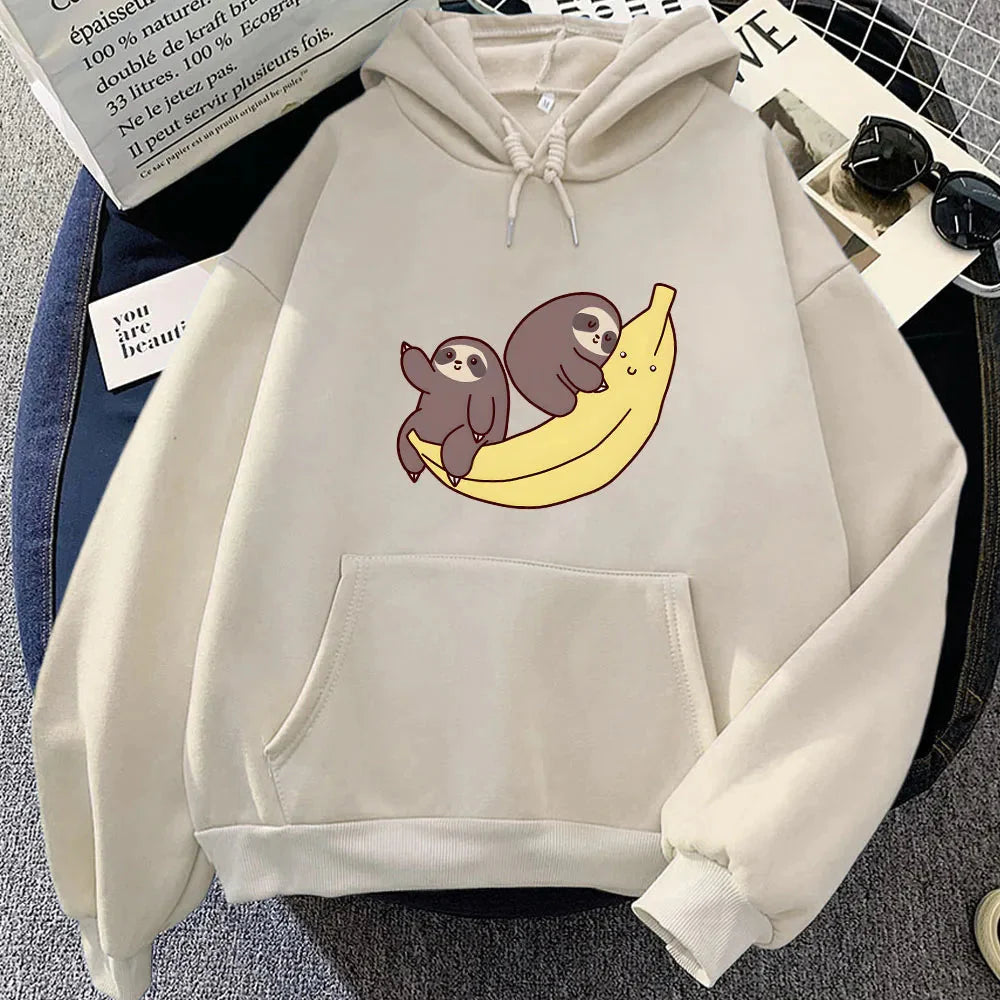 Two Baby Sloths Hugging Banana Unisex Hoodie - Image 2