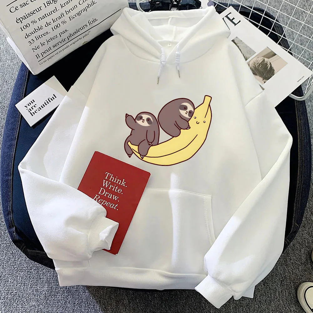 Two Baby Sloths Hugging Banana Unisex Hoodie - Image 5