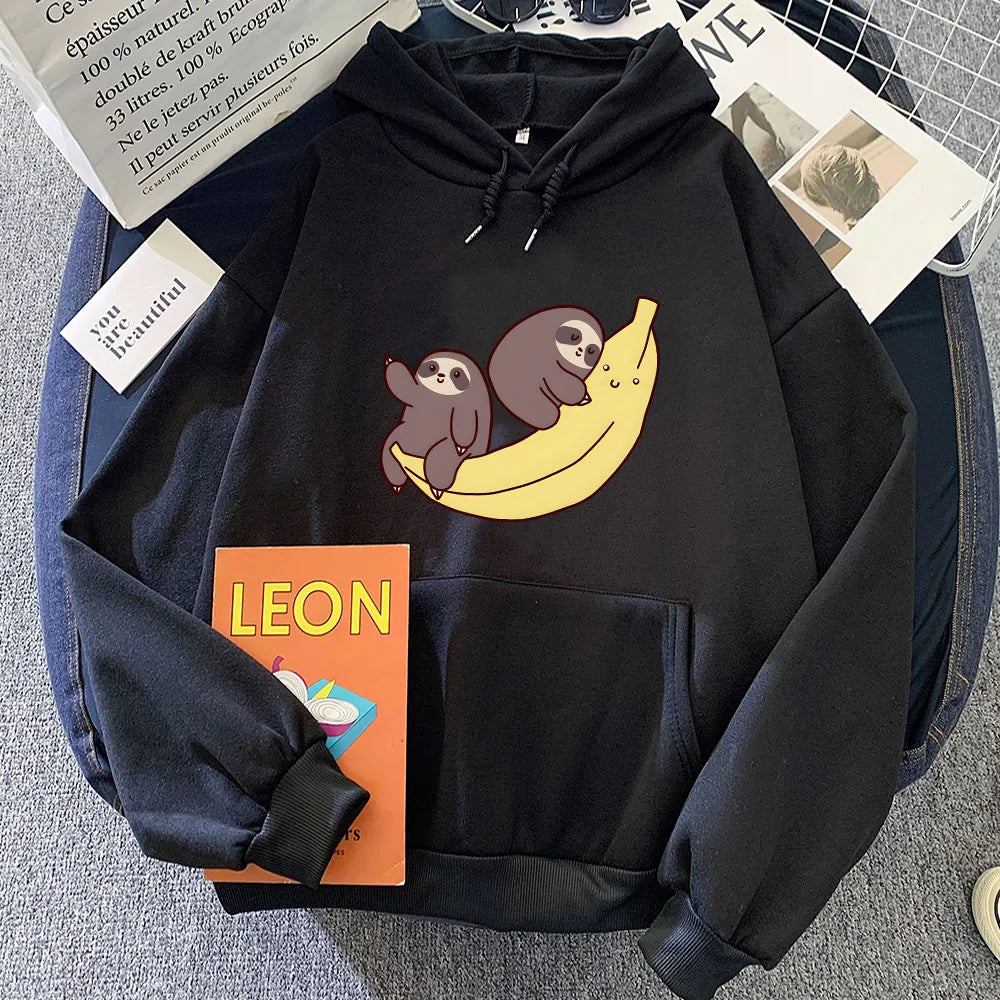 Two Baby Sloths Hugging Banana Unisex Hoodie - Image 6