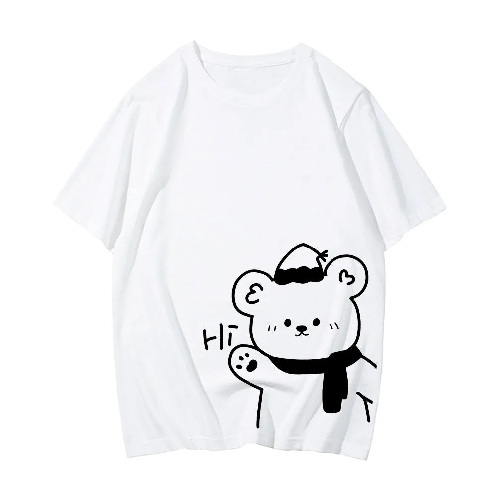 White Bear Outline 'Hi' Unisex Tee - Image 3