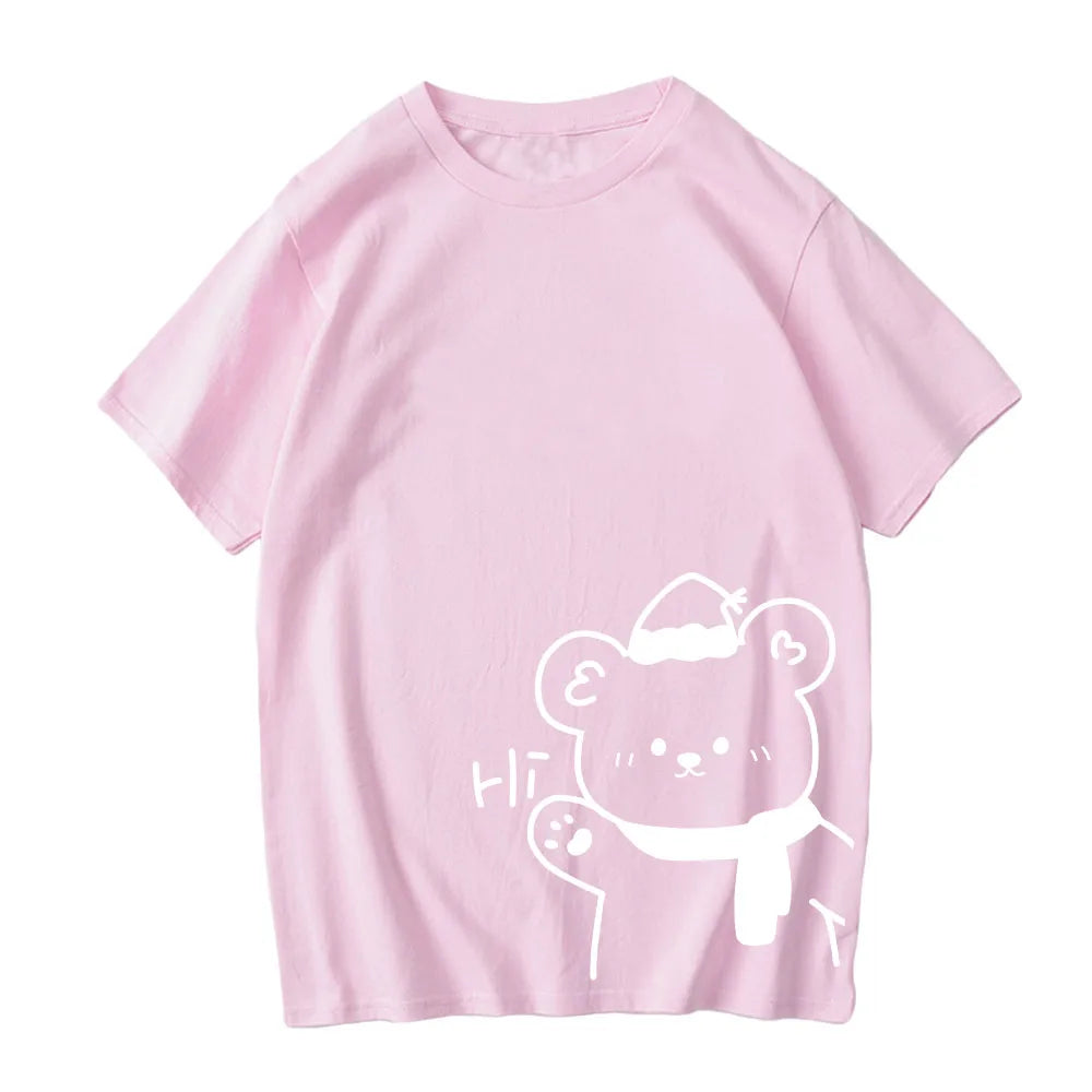 White Bear Outline 'Hi' Unisex Tee - Image 4