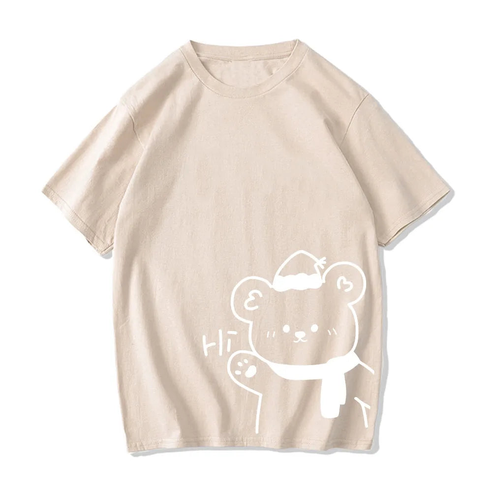 White Bear Outline 'Hi' Unisex Tee - Image 5