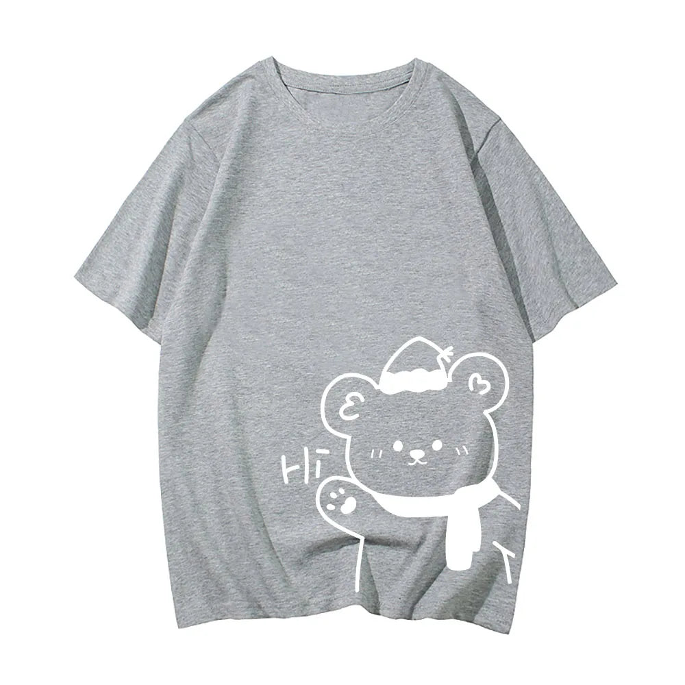 White Bear Outline 'Hi' Unisex Tee - Image 6