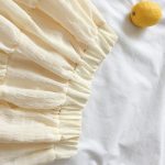 White Beige Ruffles Elastic High Waist Mini Skirt