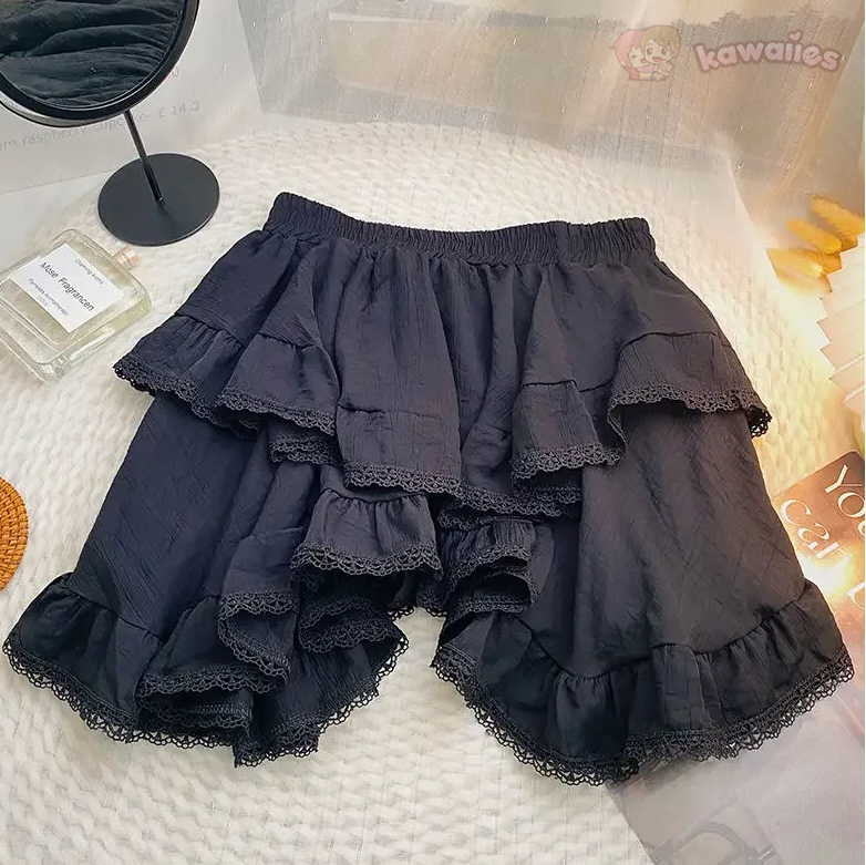 White Black Irregular Layered Mini Skirt - Image 3