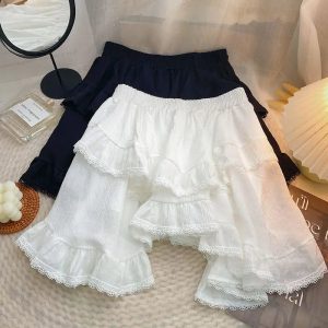 White Black Irregular Layered Mini Skirt