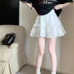 White Black Ruffle Layered High Waist Mini Short Women's Skirt