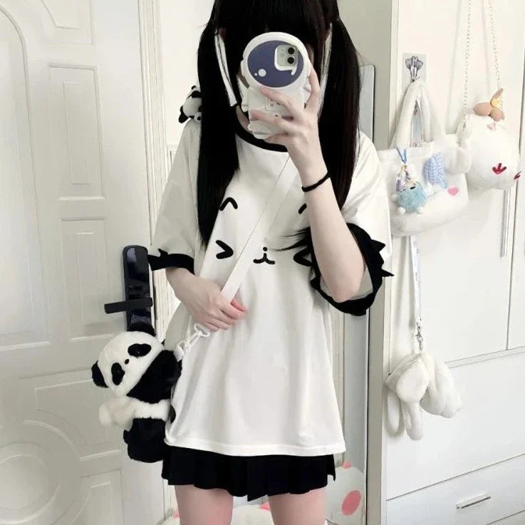 White Cute Cat Emoji Women's Top - Image 2