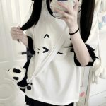 White Cute Cat Emoji Women's Top