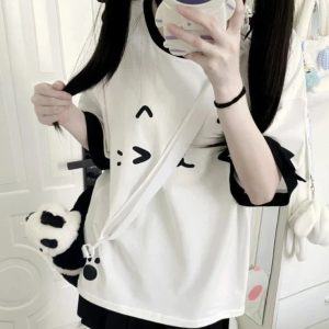 White Cute Cat Emoji Women's Top