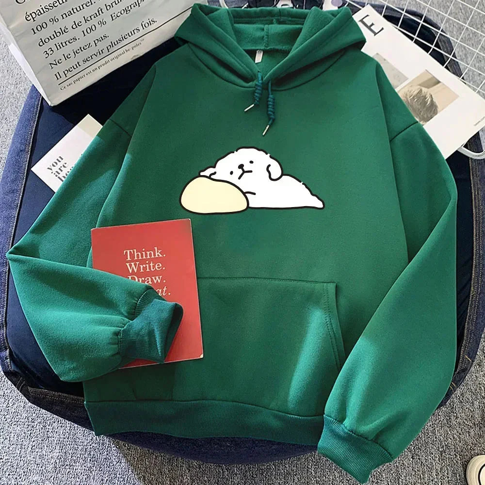 White Mochi Luckie the Dog Unisex Hoodie - Image 12