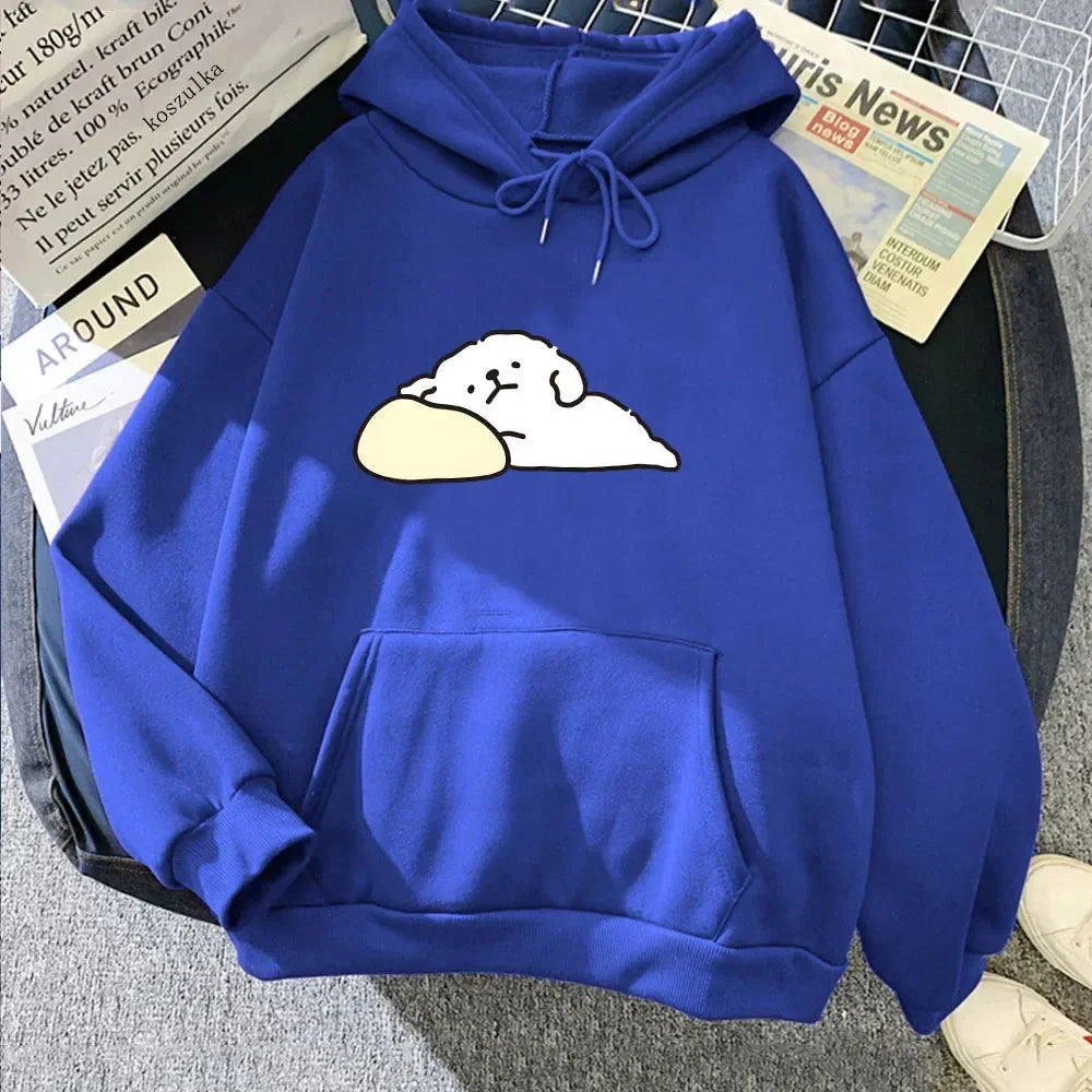 White Mochi Luckie the Dog Unisex Hoodie - Image 13