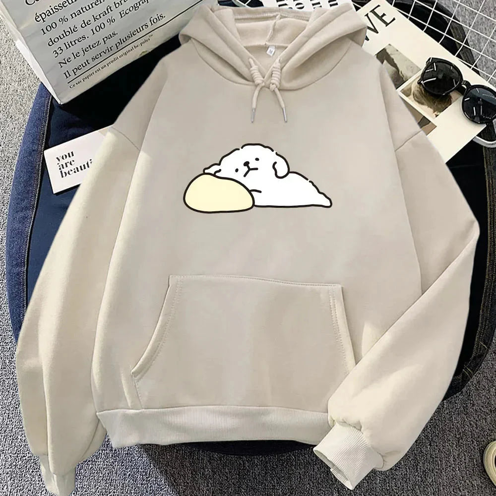 White Mochi Luckie the Dog Unisex Hoodie - Image 4