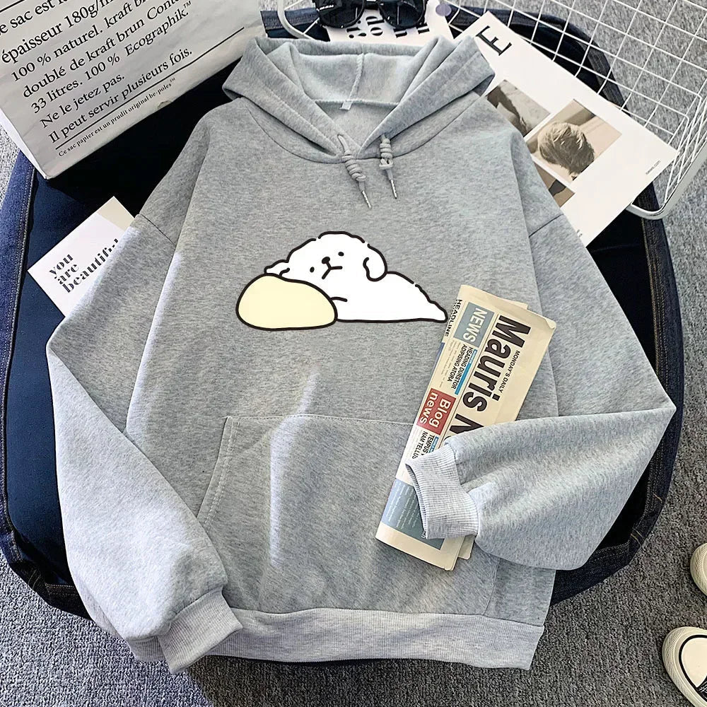 White Mochi Luckie the Dog Unisex Hoodie - Image 5
