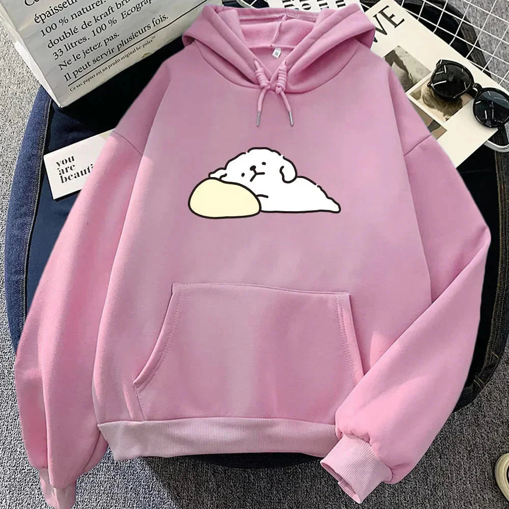 White Mochi Luckie the Dog Unisex Hoodie - Image 6