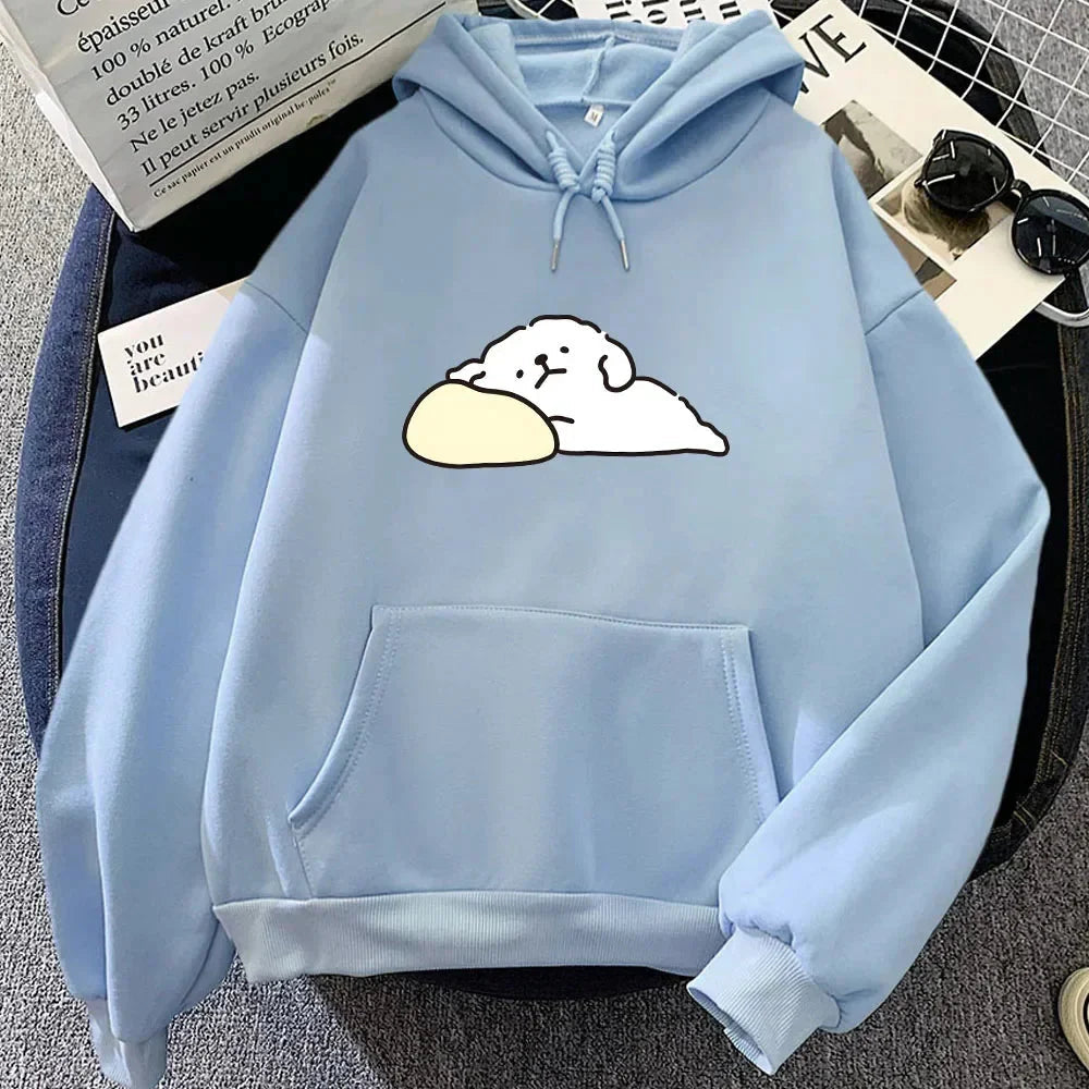 White Mochi Luckie the Dog Unisex Hoodie - Image 8