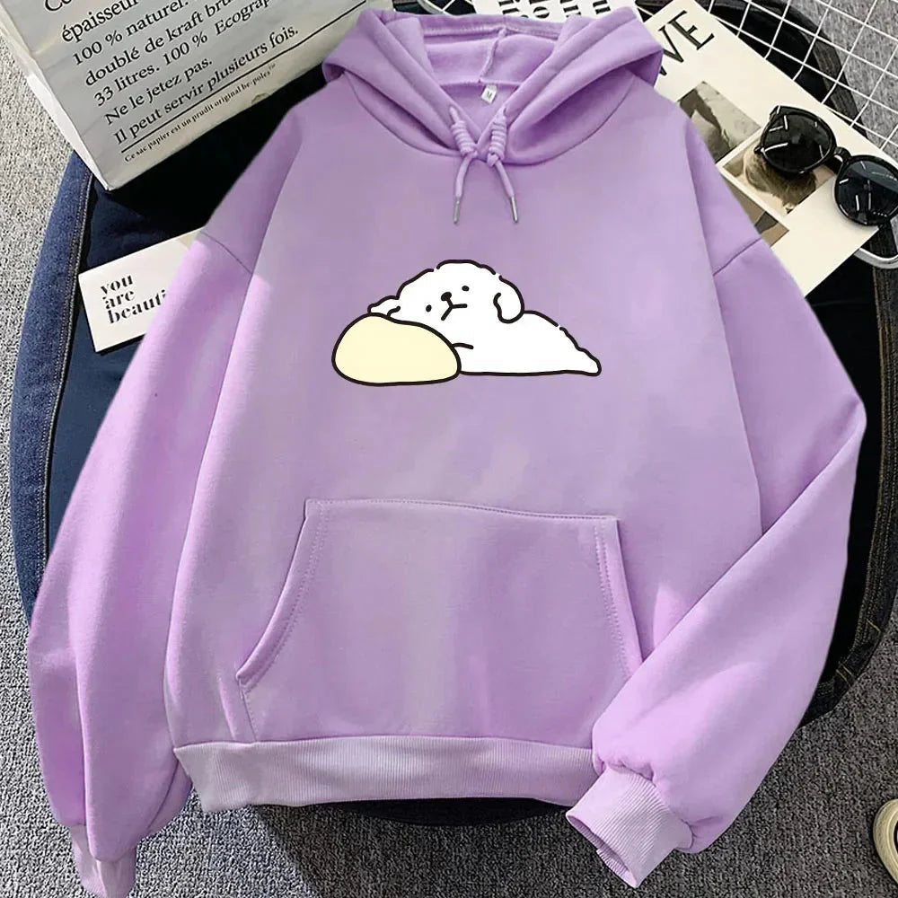 White Mochi Luckie the Dog Unisex Hoodie - Image 9