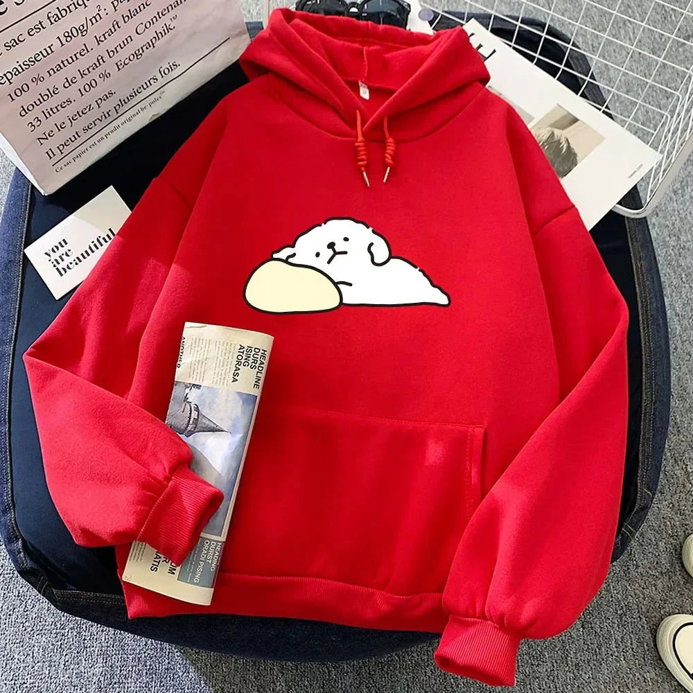 White Mochi Luckie the Dog Unisex Hoodie - Image 10