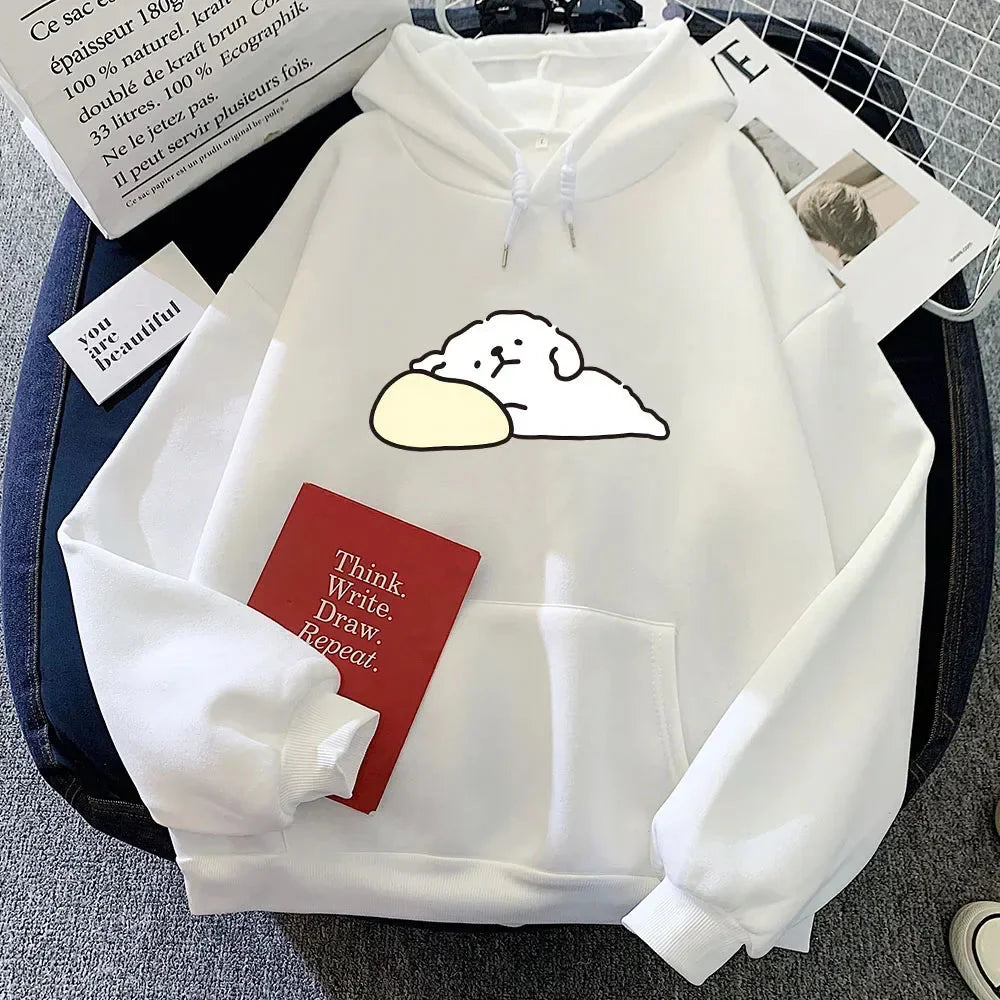 White Mochi Luckie the Dog Unisex Hoodie - Image 2