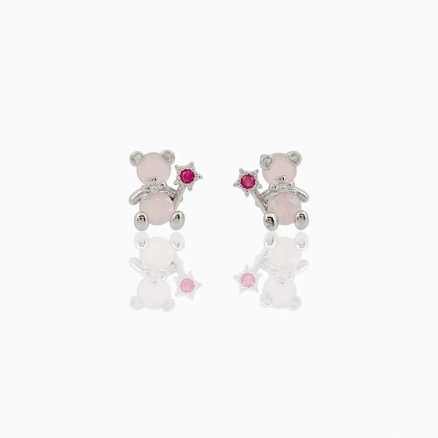 Zircon Light Pink Round Gold-plated Earring - Image 3