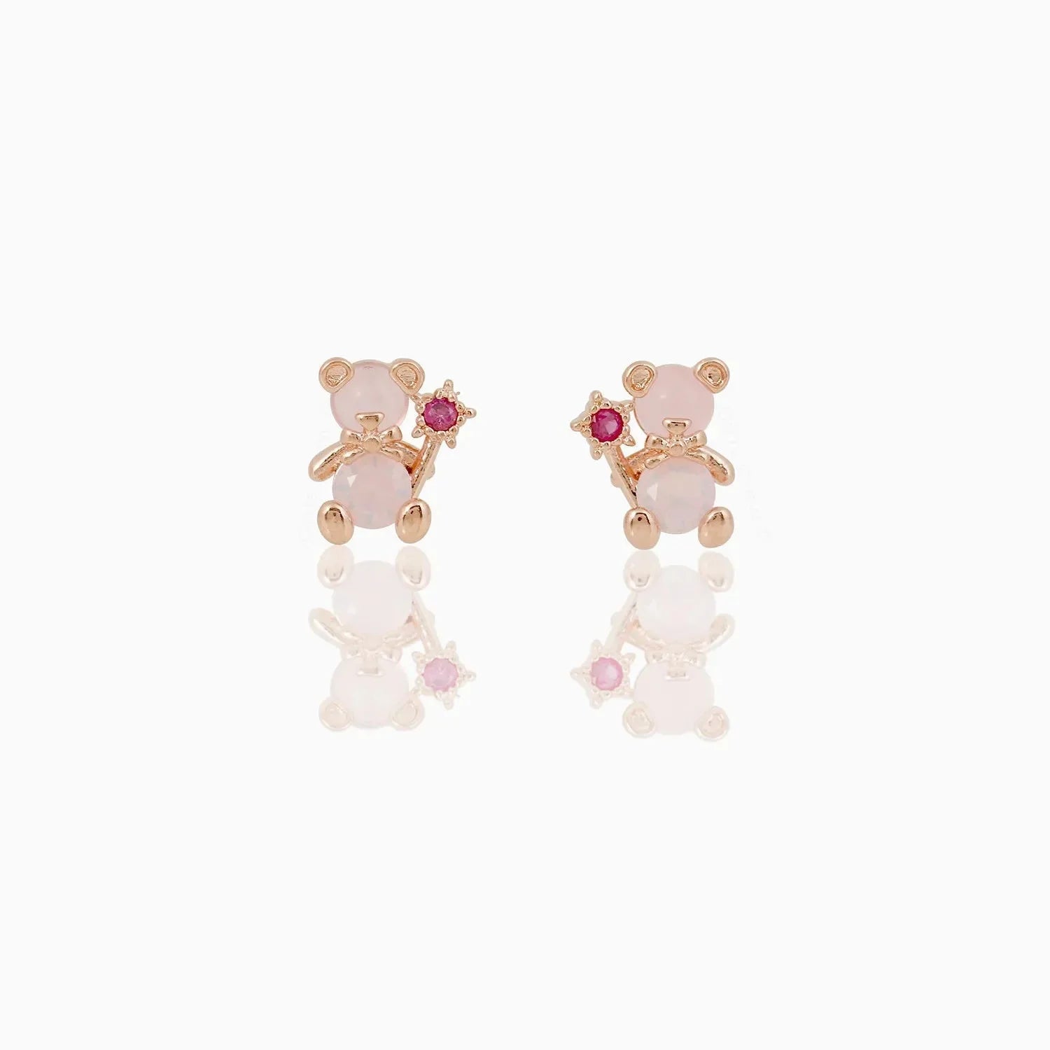 Zircon Light Pink Round Gold-plated Earring - Image 4