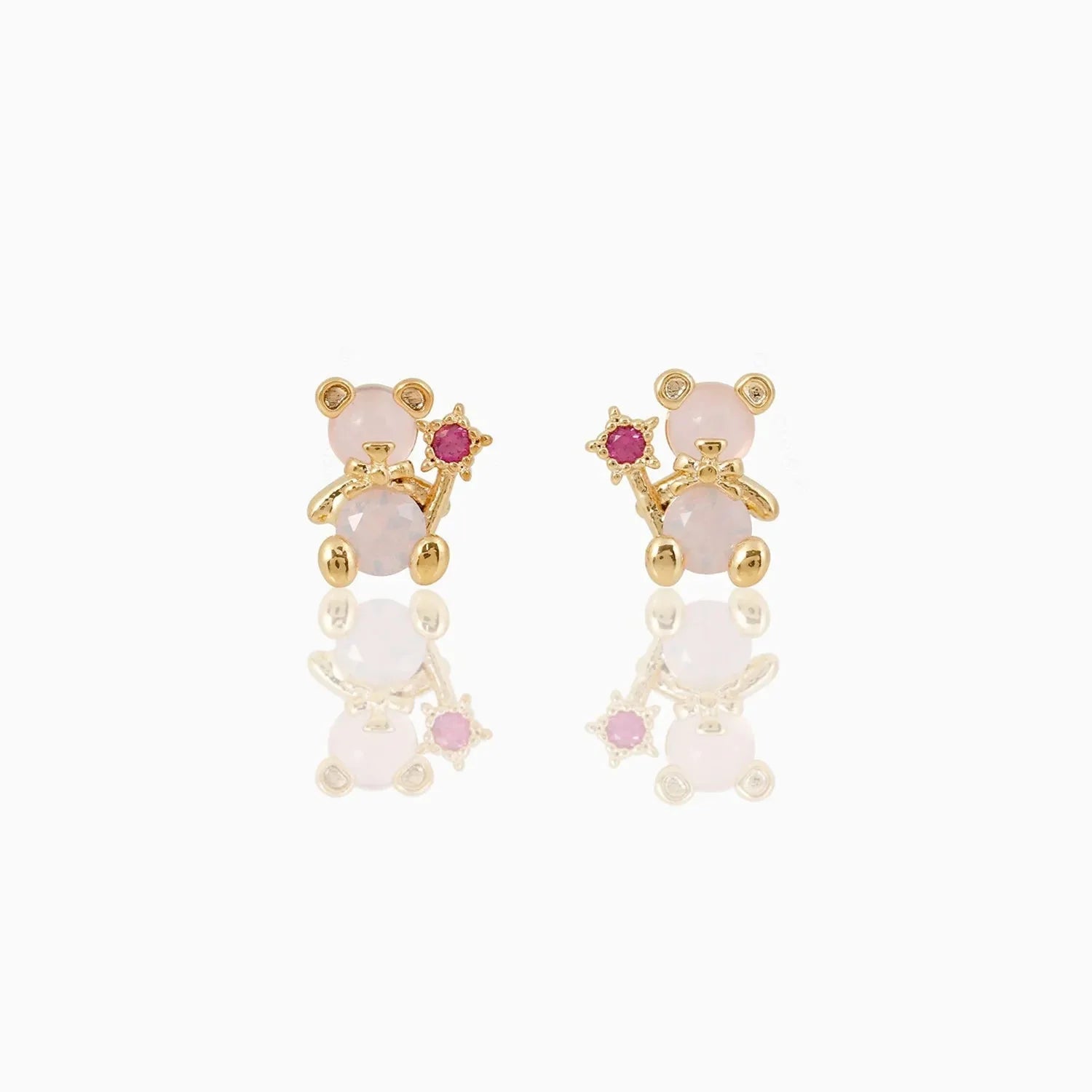 Zircon Light Pink Round Gold-plated Earring - Image 2