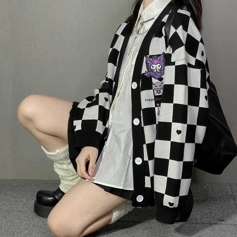 Kawaii Checkered Cardigan - Image 4