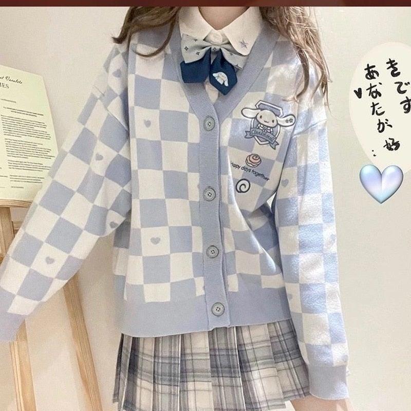 Kawaii Checkered Cardigan - Image 6