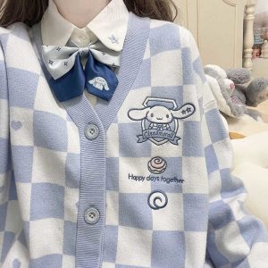 Kawaii Checkered Cardigan