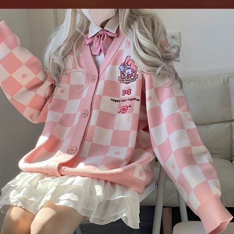 Kawaii Checkered Cardigan - Image 5