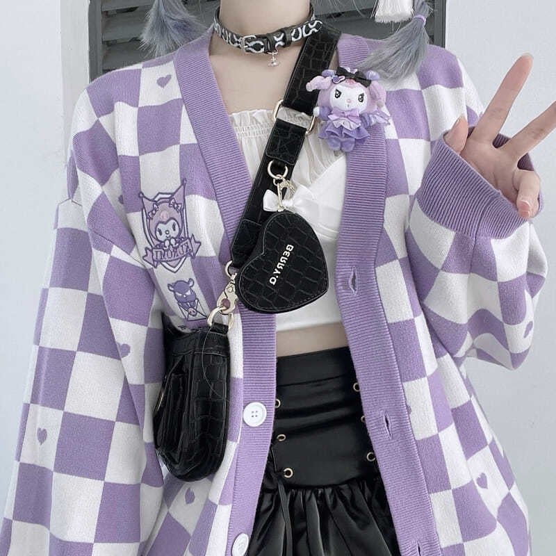 Kawaii Checkered Cardigan - Image 3