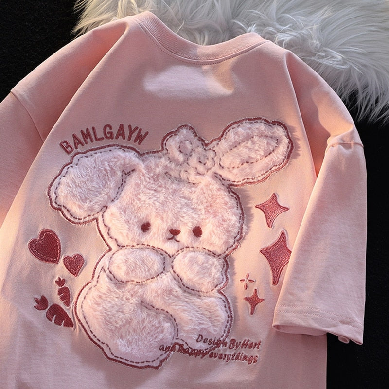 Pink Bunny Fluffy Tee - Image 2
