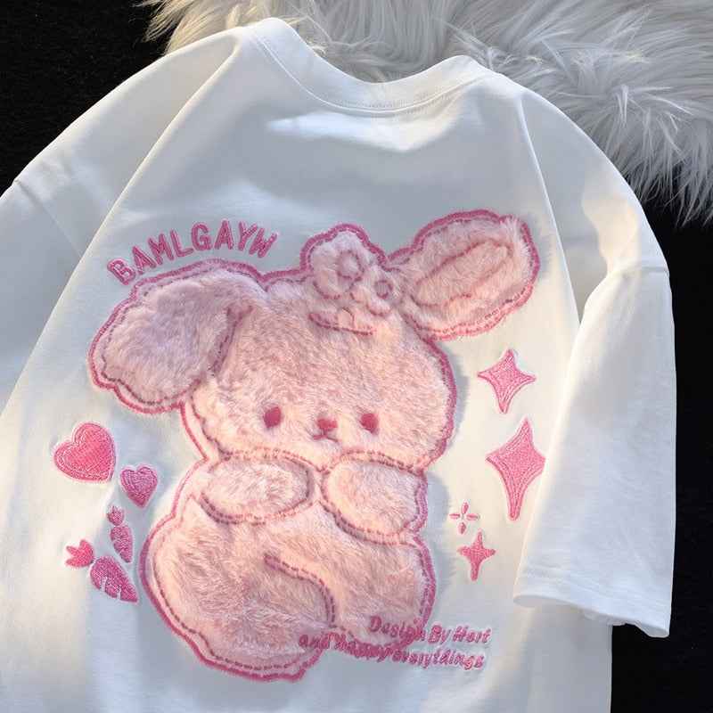 Pink Bunny Fluffy Tee - Image 3