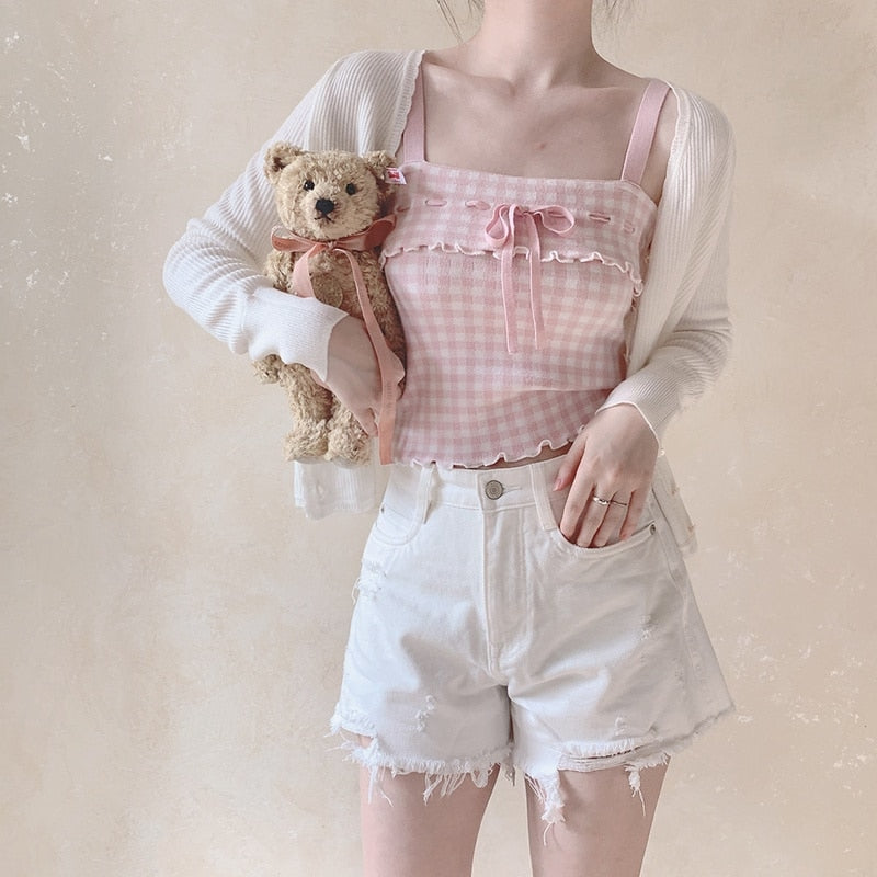 Pink Plaid Princess Crop Top - Image 2