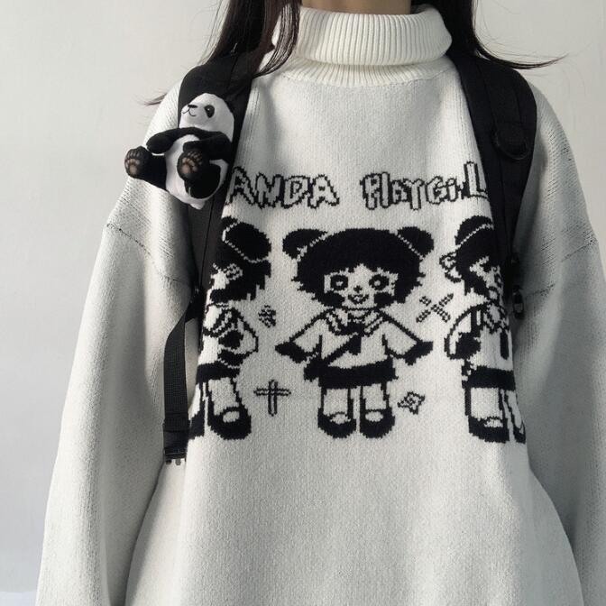 Gothic Panda Knit Turtleneck - Image 2