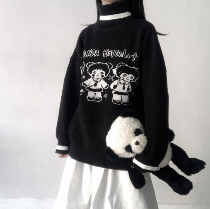 Gothic Panda Knit Turtleneck - Image 3