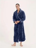 Blue Fleece Terry Bathrobe