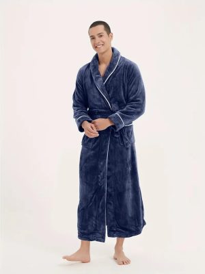 Blue Fleece Terry Bathrobe