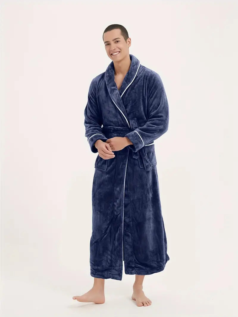 Blue Fleece Terry Bathrobe