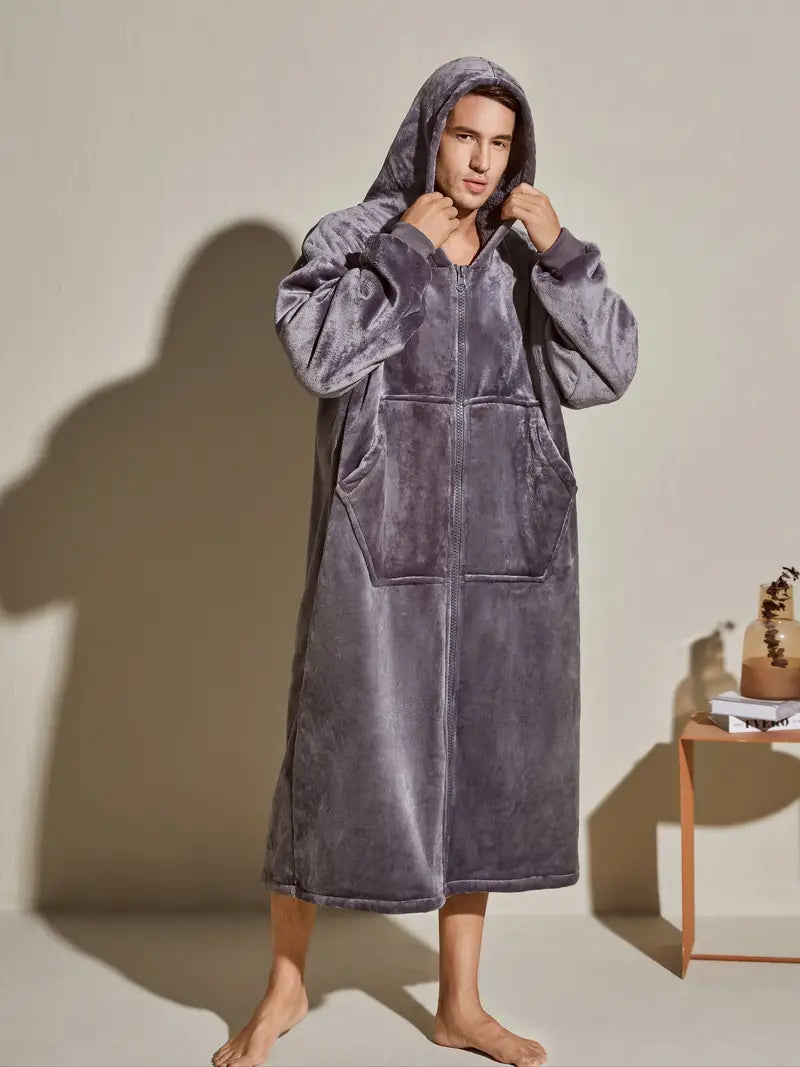 One-Size Flannel Hooded Robe - Image 3