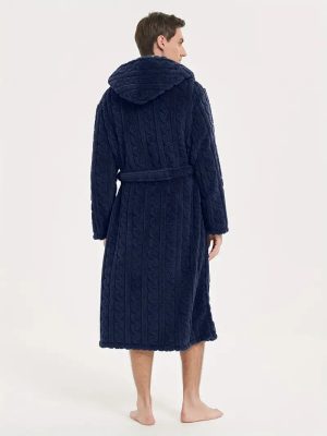 Men's Hooded Winter Bathrobe