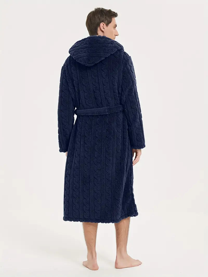 Men's Hooded Winter Bathrobe
