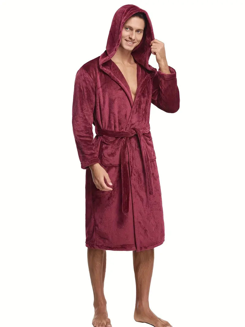 Warm Hooded Fleece Bathrobe - Image 2