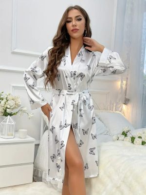 White Satin Butterfly Robe