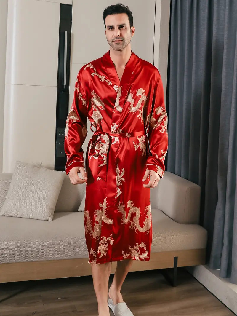 Luxurious and Soft Bathrobe with Dragon Pattern - Image 2