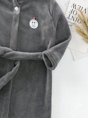 Warm Solid-Color Bathrobe for Kids