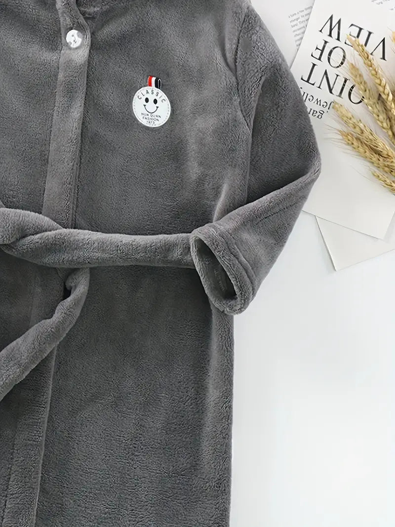 Warm Solid-Color Bathrobe for Kids