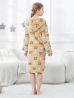Children's Bathrobe with Adorable Bear and Star Pattern