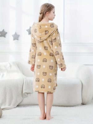 Children's Bathrobe with Adorable Bear and Star Pattern