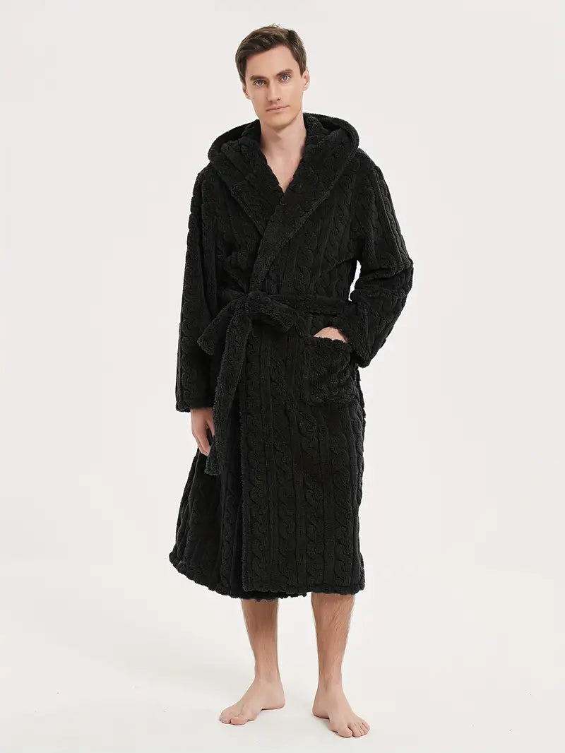 Men's Hooded Winter Bathrobe - Image 4